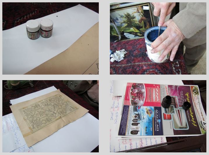 نمونه ابزار مورد استفاده در نقاشی پشت شیشه